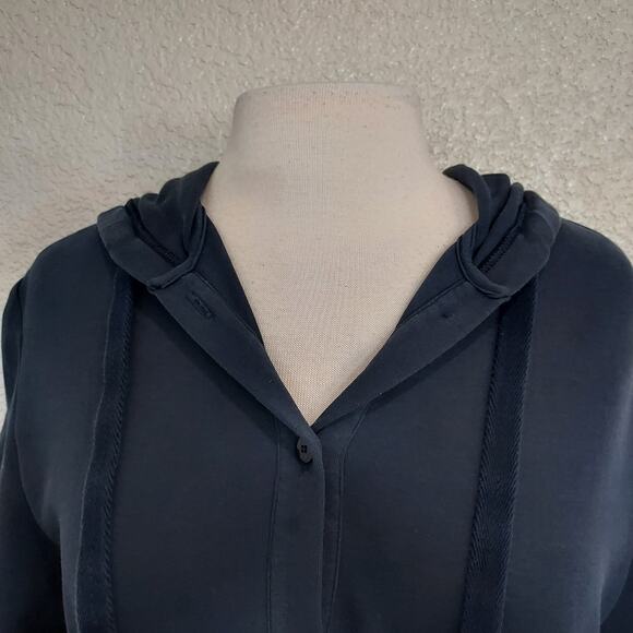 Max Mara Navy Blue Short Sleeve Hooded Top - Picture 3 of 10